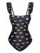 Black 1950s Butterfly Flare Sleeve One-Piece Swimsuit, vintage swimsuit, pin-up swimwear - perfect for women who love vintage and retro fashion