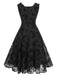 Black 1950s Butterfly Flocking Mesh Dress, vintage dress, retro fashion, rockabilly, pin-up fashion - perfect for women who love vintage and retro fashion
