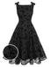 Black 1950s Butterfly Flocking Mesh Dress, vintage dress, retro fashion, rockabilly, pin-up fashion - perfect for women who love vintage and retro fashion