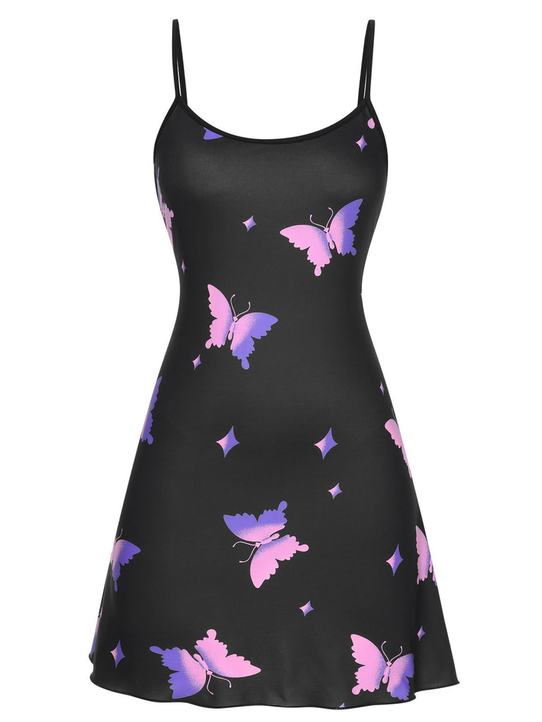 Black 1950s Butterfly Suspender Sleepwear, vintage fashion, retro style - perfect for women who love vintage and retro fashion