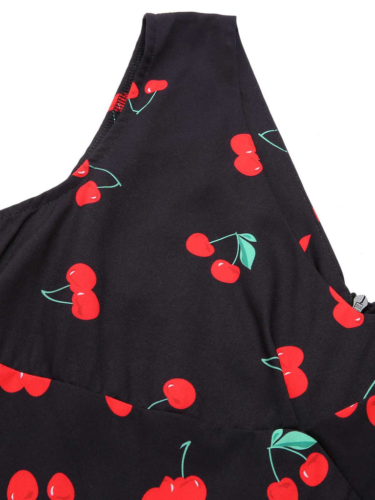Black 1950s Cherry Sleeveless Dress — the kind of 1950s dress that makes strangers smile