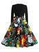 This Black 1950s Christmas Print Belted Dress wraps her in 1950s elegance, one twirl at a time
