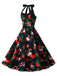 Black 1950s Christmas Santa Socks Halter Dress: where 1950s romance meets her modern spirit