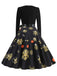 Black 1950s Christmas Snowflake Ribbon Belt Dress - vintage dress, retro fashion, rockabilly