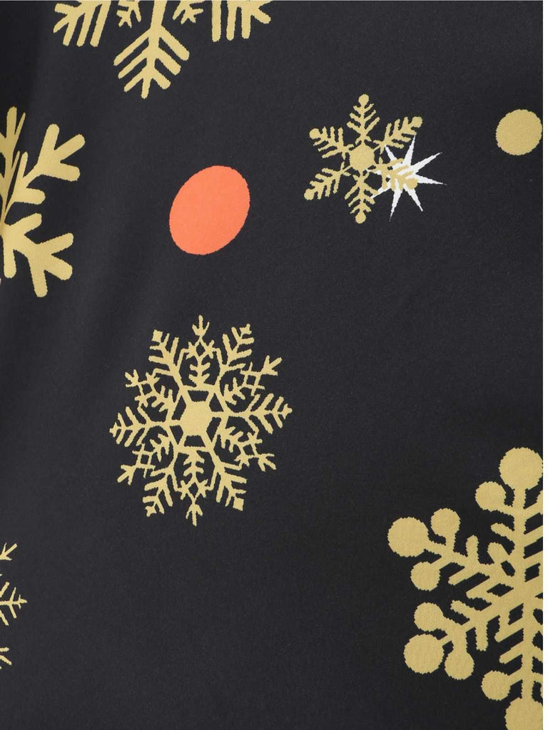 Black 1950s Christmas Snowflake Ribbon Belt Dress - vintage dress, retro fashion, rockabilly