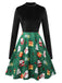 Black 1950s Christmas Stand Collar Velvet Dress, vintage dress, retro fashion, rockabilly, pin-up fashion - perfect for women who love vintage and retro fashion