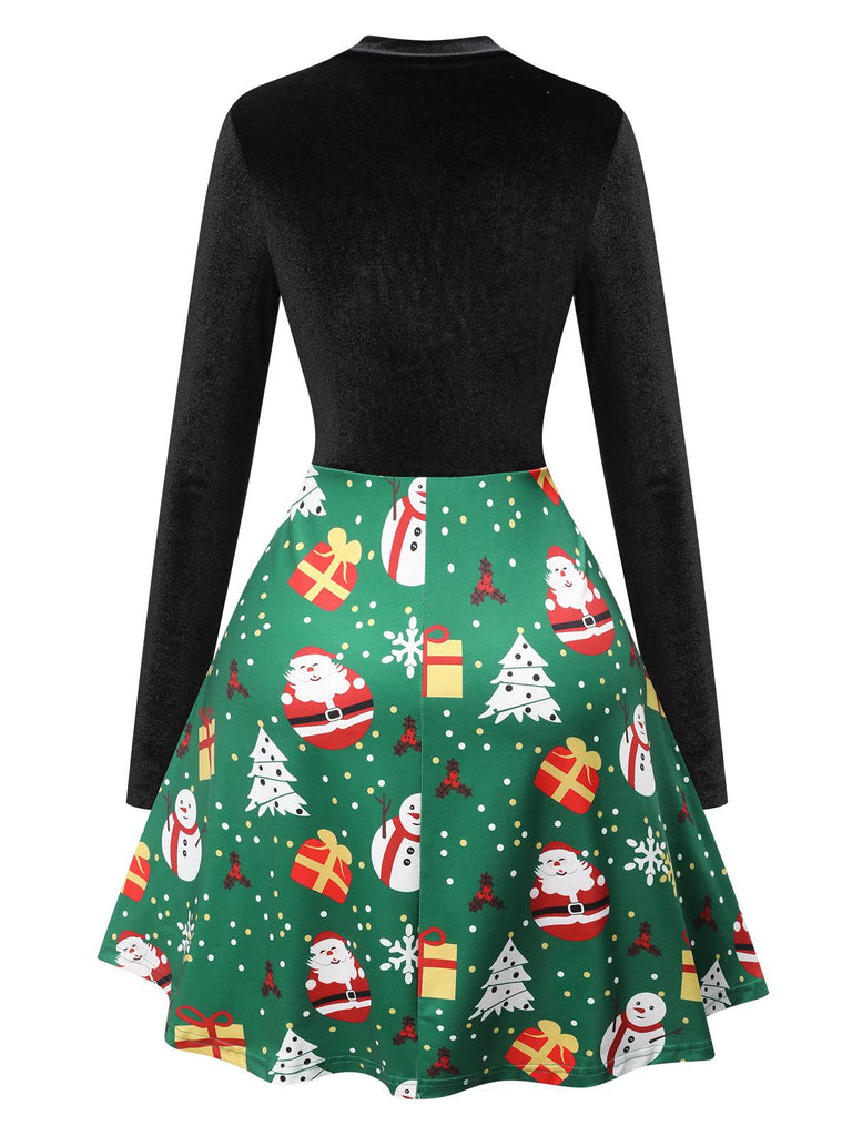 Black 1950s Christmas Stand Collar Velvet Dress, vintage dress, retro fashion, rockabilly, pin-up fashion - perfect for women who love vintage and retro fashion