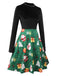 Black 1950s Christmas Stand Collar Velvet Dress, vintage dress, retro fashion, rockabilly, pin-up fashion - perfect for women who love vintage and retro fashion
