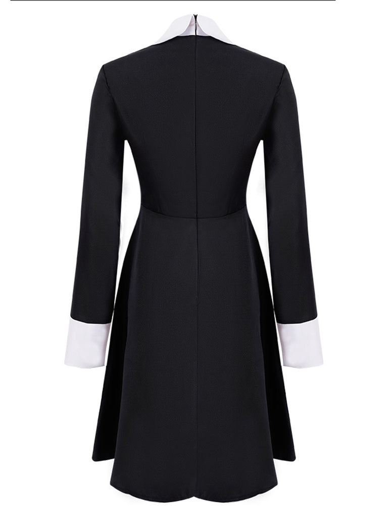 Black 1950s Color Block Moderate Dress: where 1950s romance meets her modern spirit