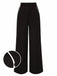 She walks in these Black 1950s Contrast Trim Straight-Leg Pants and the world follows