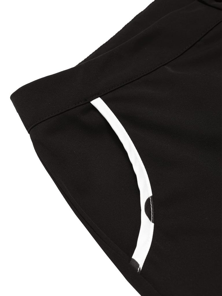 Black 1950s Contrast Trim Straight-Leg Pants — 1950s confidence tailored for her stride