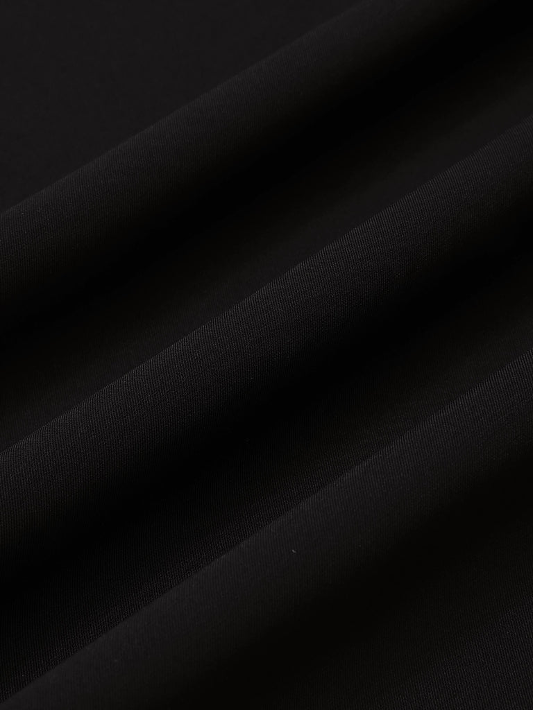 Black 1950s Contrast Trim Straight-Leg Pants: 1950s power dressing, reimagined