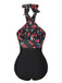 Black 1950s Cross Halter Cherry Swimsuit — because 1950s glamour never goes out of style