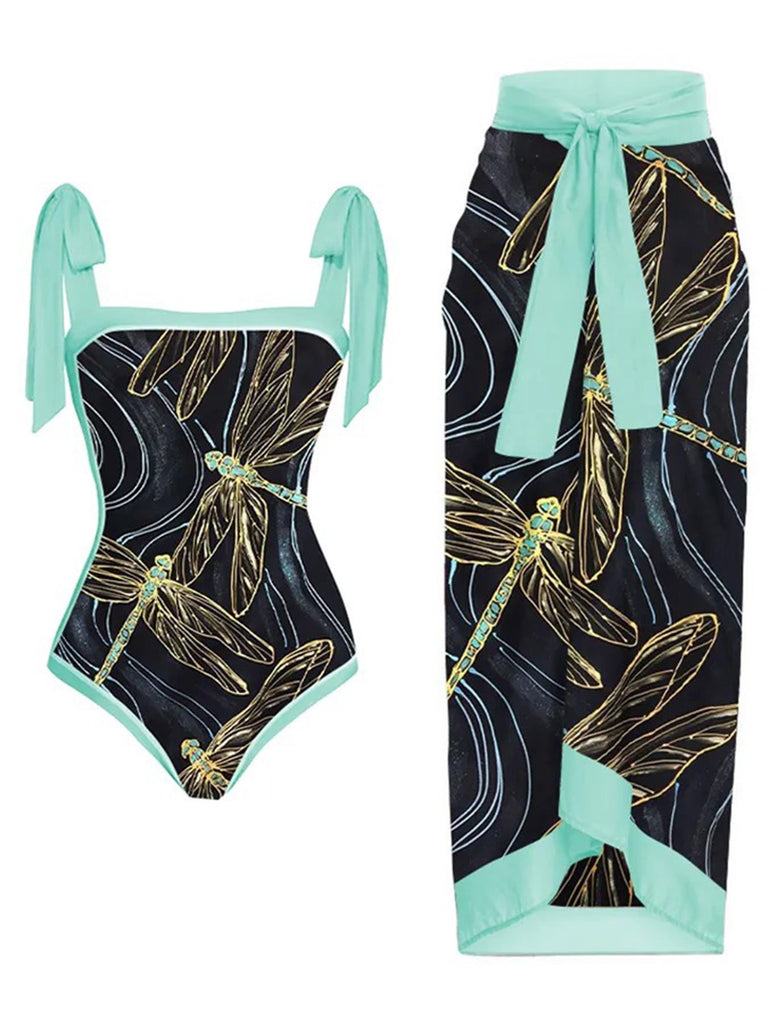 Black 1950s Dragonfly Lace-up Swimsuit & Cover-up: timeless style reimagined