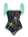 Black 1950s Dragonfly Lace-up Swimsuit & Cover-up — vintage elegance for the modern woman
