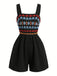 Black 1950s Embroidered Square Neck Romper, vintage romper, retro jumpsuit - perfect for women who love vintage and retro fashion