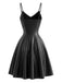 Black 1950s Faux Leather Waist Sleeveless Dress, vintage dress, retro fashion, rockabilly, pin-up fashion - perfect for women who love vintage and retro fashion