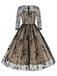Black 1950s Floral Mesh Patchwork Dress: where 1950s romance meets her modern spirit