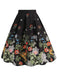 Black 1950s Floral Pleated Swing Skirt, vintage skirt, retro style - perfect for women who love vintage and retro fashion