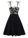 Black 1950s Floral Textured Spaghetti Straps Dress - vintage dress, retro fashion, rockabilly