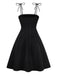 Black 1950s Floral Textured Spaghetti Straps Dress - vintage dress, retro fashion, rockabilly