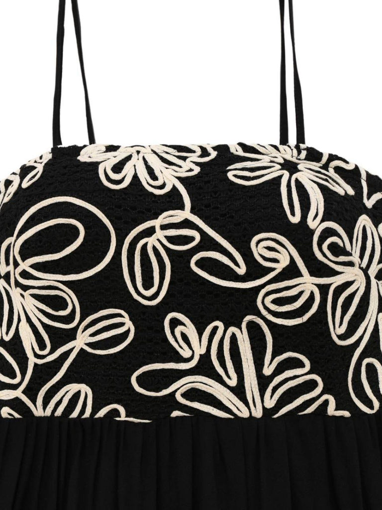 Black 1950s Floral Textured Spaghetti Straps Dress - vintage dress, retro fashion, rockabilly