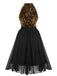 Black 1950s Gold Glitter Patchwork Dress — vintage elegance for the modern woman