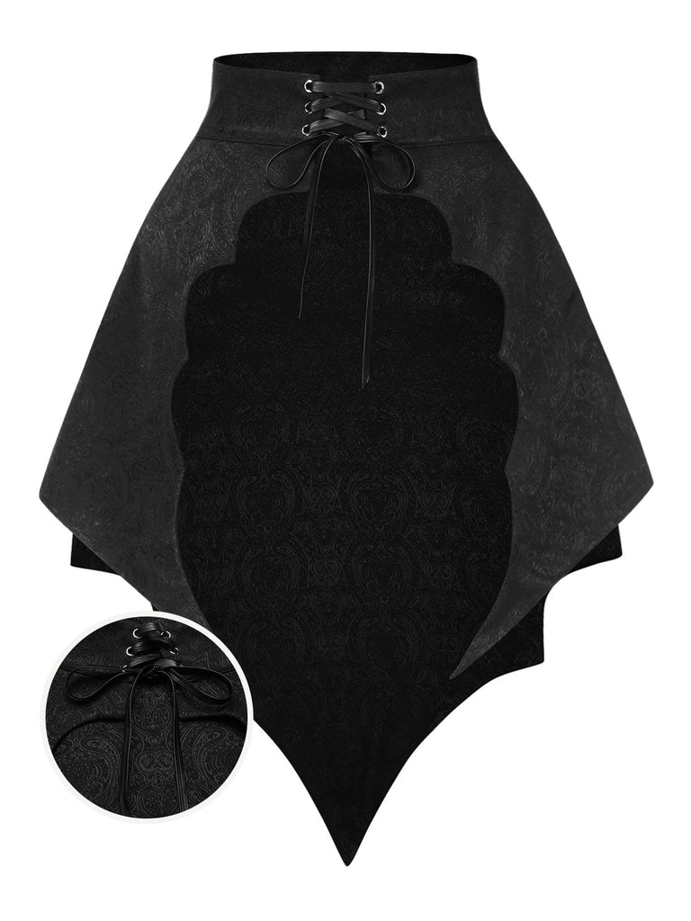 Black 1950s Gothic Bat Jacquard High-Low Hem Cover-Up, vintage fashion, retro style - perfect for women who love vintage and retro fashion