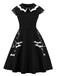 Black 1950s Halloween Bat Collar Embroidered Dress, vintage dress, retro fashion, rockabilly, pin-up fashion - perfect for women who love vintage and retro fashion