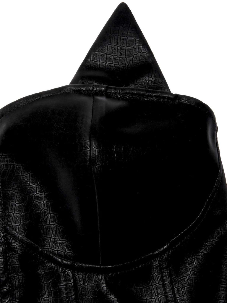 Black 1950s Halloween Catwoman Leather Dress - vintage dress, retro fashion, rockabilly