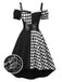 Black 1950s Halloween Harlequin Pattern Dress & Leather Corset, vintage dress, retro fashion, rockabilly, pin-up fashion - perfect for women who love vintage and retro fashion