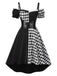 Black 1950s Halloween Harlequin Pattern Dress & Leather Corset, vintage dress, retro fashion, rockabilly, pin-up fashion - perfect for women who love vintage and retro fashion