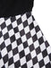 Black 1950s Halloween Harlequin Pattern Dress & Leather Corset, vintage dress, retro fashion, rockabilly, pin-up fashion - perfect for women who love vintage and retro fashion