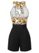Black 1950s Halloween Pumpkin Halter Romper, vintage romper, retro jumpsuit - perfect for women who love vintage and retro fashion