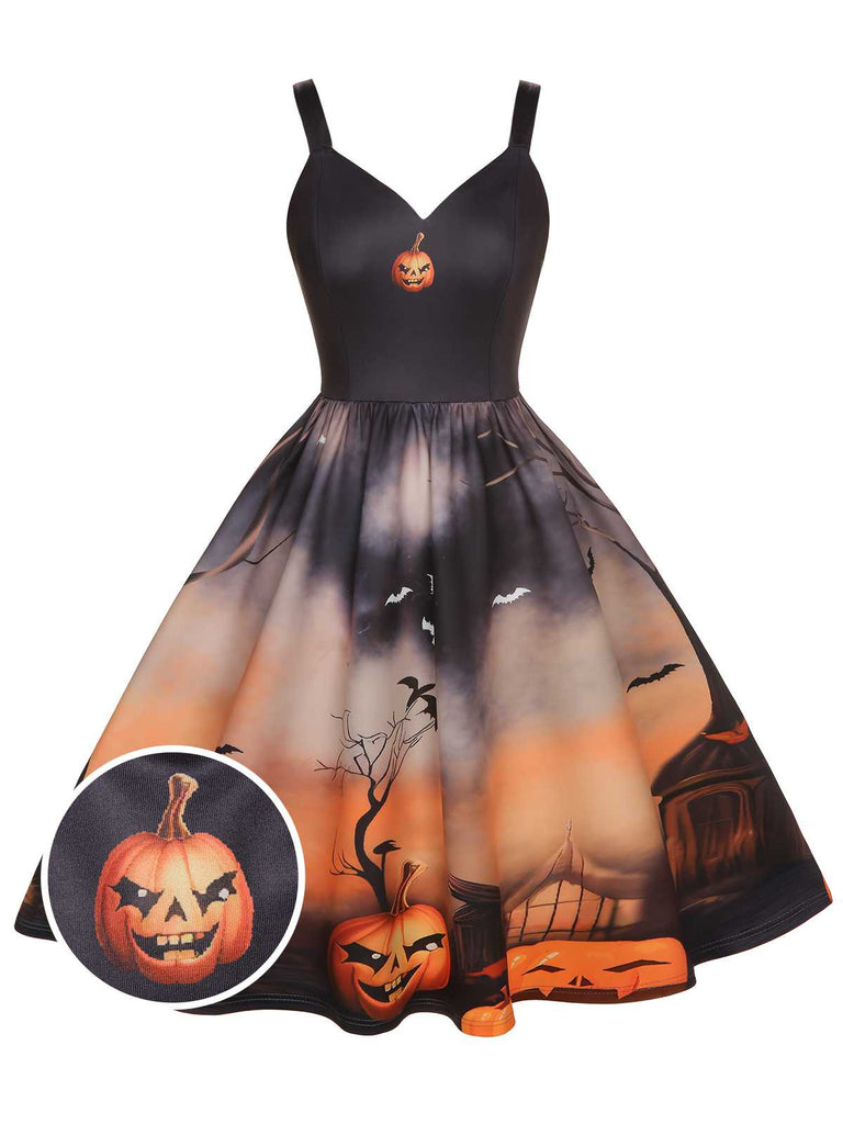 Black 1950s Halloween Pumpkin Swing Dress: timeless style reimagined
