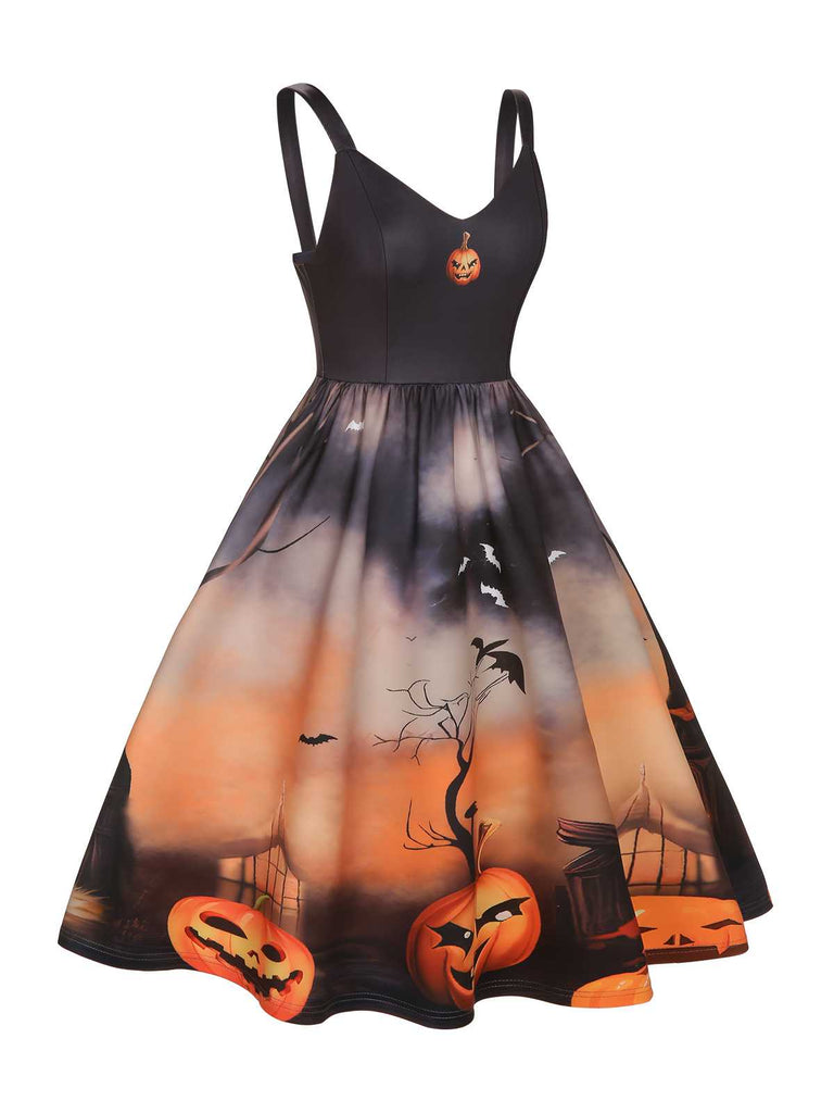 Black 1950s Halloween Pumpkin Swing Dress: timeless style reimagined