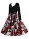 Black 1950s Halloween Roses Skull Petal Collar Dress: where 1950s romance meets her modern spirit