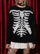 Black 1950s Halloween Skeleton Print Knit Sweater - vintage fashion, retro style, classic black