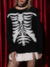 Black 1950s Halloween Skeleton Print Knit Sweater - vintage fashion, retro style, classic black