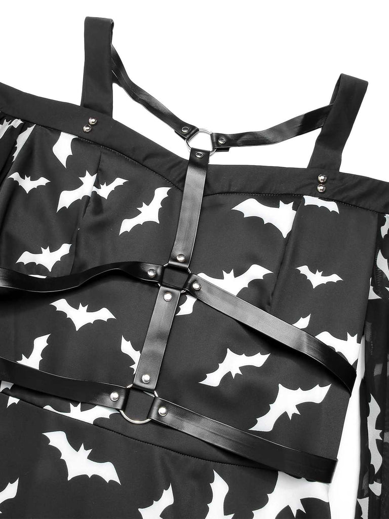 Black 1950s Halloween Spaghetti Strap Bat Dress: timeless style reimagined