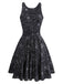 Black 1950s Halloween Spider Web Sleeveless Dress - vintage dress, retro fashion, rockabilly