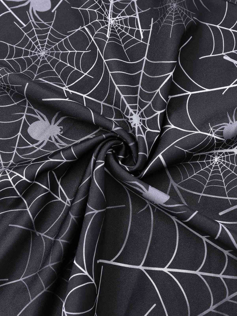Black 1950s Halloween Spider Web Sleeveless Dress - vintage dress, retro fashion, rockabilly