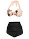 Back view: 1950s Black 1950s Halter Butterfly Swimsuit, perfect for vintage themed parties and retro fashion enthusiasts