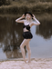 Black 1950s Halter Lace Up Bikini Set & Tiered Cover Up, vintage swimsuit, pin-up swimwear, rockabilly, pin-up fashion - vintage inspired fashion