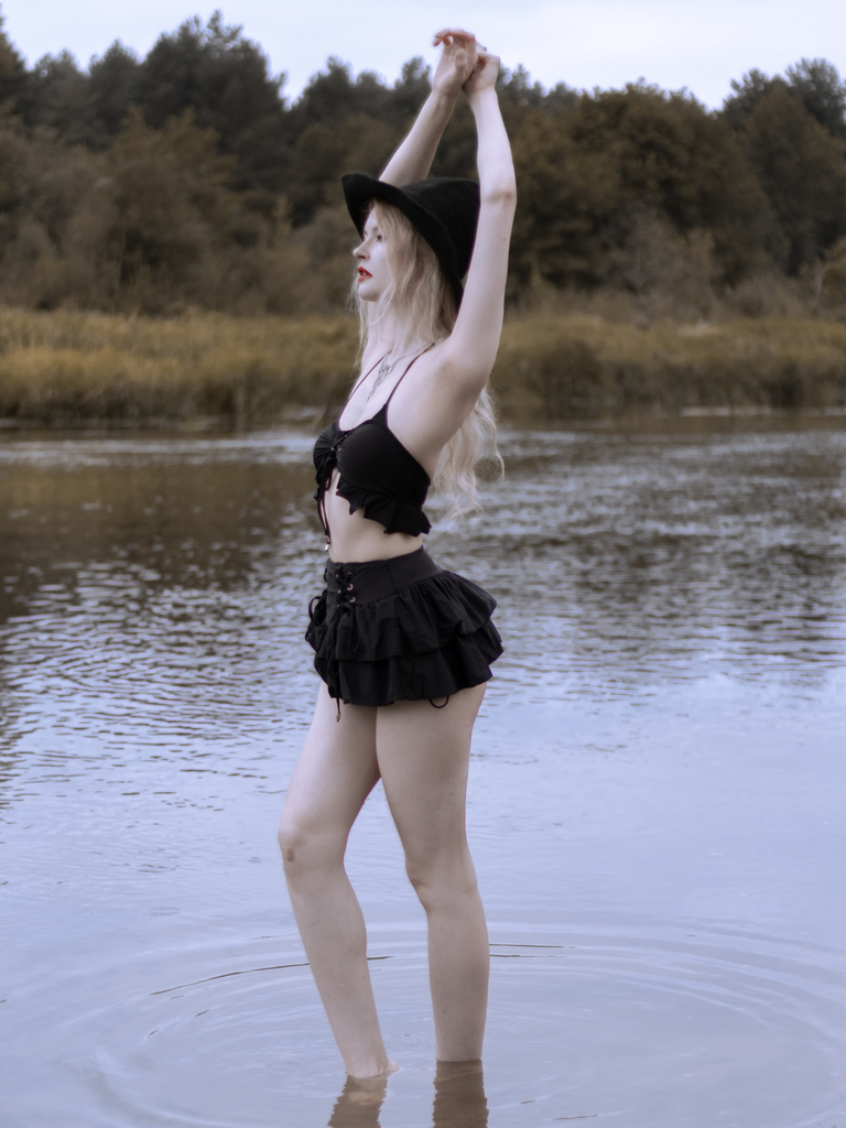 Black 1950s Halter Lace Up Bikini Set & Tiered Cover Up, vintage swimsuit, pin-up swimwear, rockabilly, pin-up fashion - vintage inspired fashion