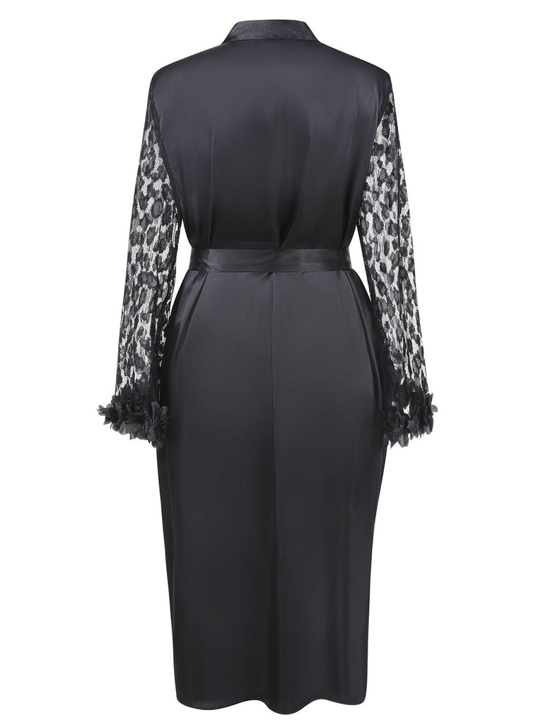 This Black 1950s Lace Belted Nightgowns wraps her in 1950s elegance, one twirl at a time