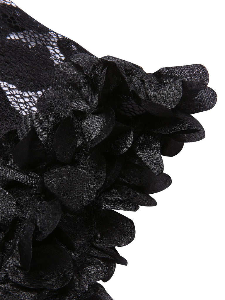 Black 1950s Lace Belted Nightgowns — a 1950s silhouette that turns sidewalks into runways