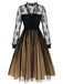 [US Warehouse] Black 1950s Lace Patchwork Mesh Dress, vintage dress, retro fashion, rockabilly, pin-up fashion - perfect for women who love vintage and retro fashion