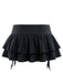 Black 1950s Lace Up Tiered Hem Skirt Cover Up - vintage skirt, retro style, classic black