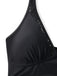 Black 1950s Lace V-Neck Ruched One-Piece Swimsuit: beautiful vintage swimwear, retro swimsuit, pin-up style with timeless appeal